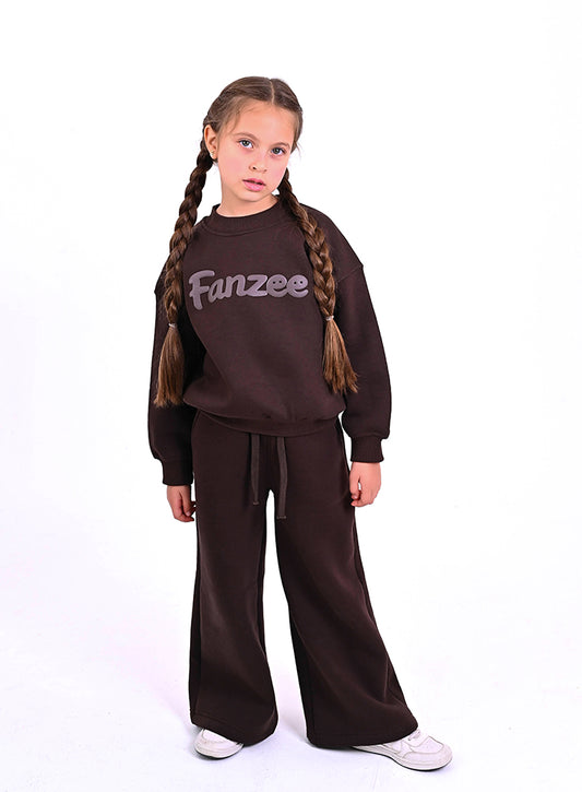 Fanzee Kids Sweatshirt and Wide-Leg Pants Set – Soft Cotton Casual Outfit